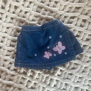 Denim Skirt with Butterfly Embroidery and shorts